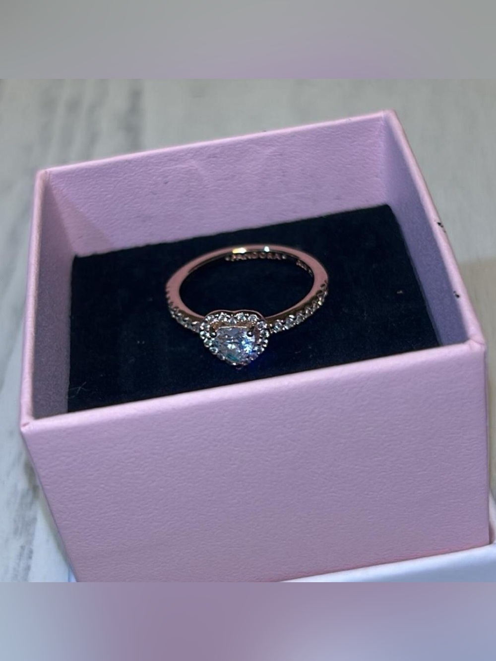 Pandora Rose Gold Heart Halo Ring with Clear Stones